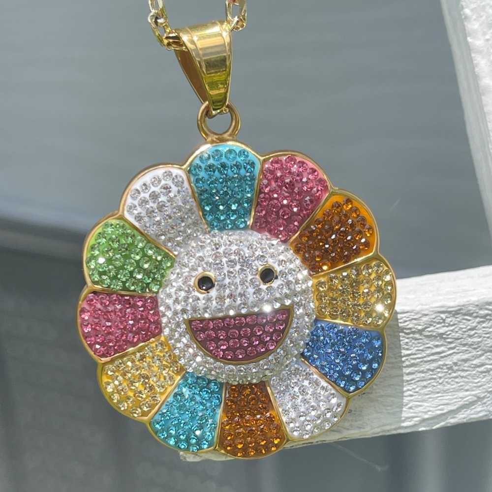 Colorful Happy Shiny Sun Chain with Pendant 14K Gold Plated - Picture 11 of 12